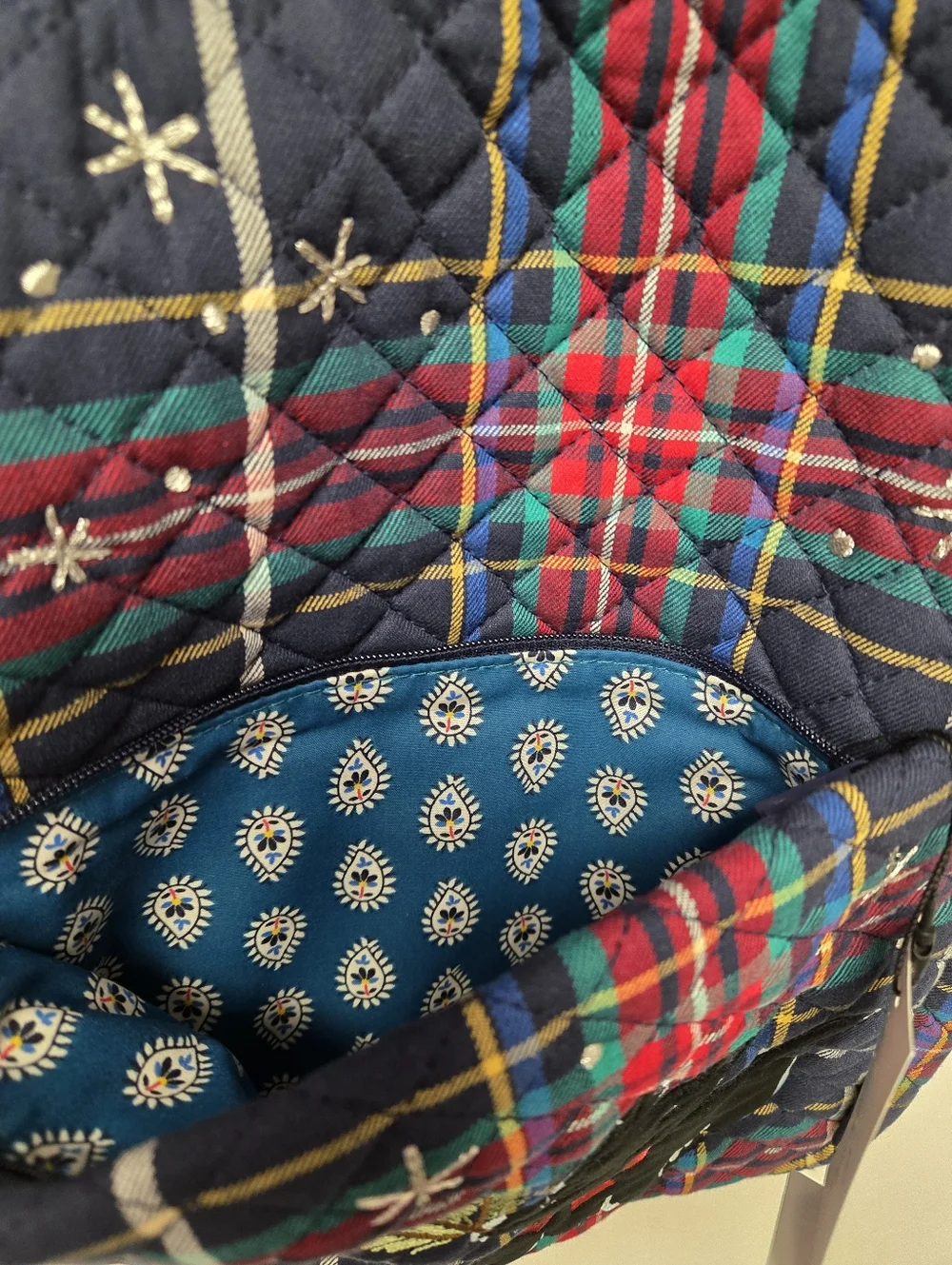 Vera Bradley Scottie Dog Navy Plaid Small Backpack